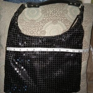 Black sequin hobo bag